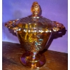 Image 3 : Vintage Smokey Carnival Crimped Bowl/Platter 11"tall & Indiana Marigold Harvest Grape