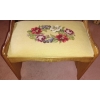 Image 1 : Vintage Petit-Point Embroidered Foot Stool/ Small Bench  Handmade Hand Woven  23" x 14" x 16"