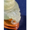 Image 5 : Intricately Craved Jade Incense Container on Wood Stands 3 inch H 