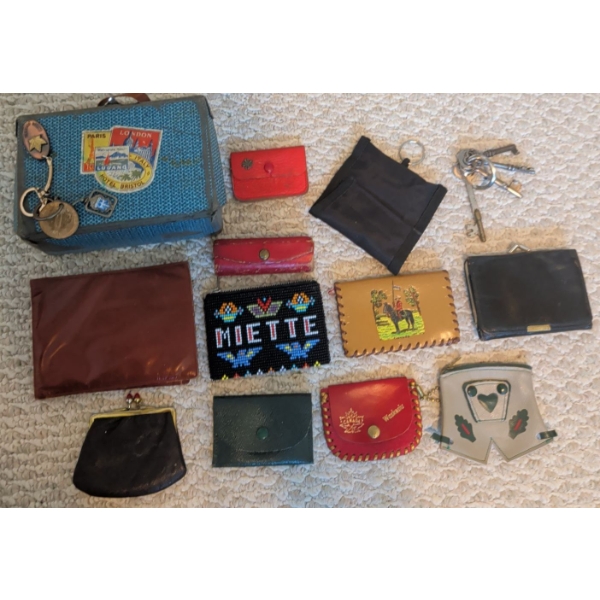 Vintage Pocket Banks - Genuine Leather Change Purses Beautiful Beadwork Skeleton Keys & More