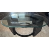 Image 1 : Modern Coffee Table w/ Glass Top & Dark Colored Base  44x24x20"tall
