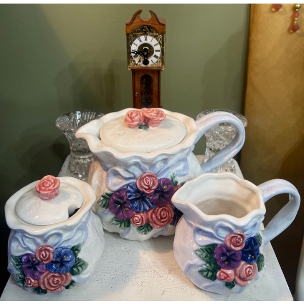 China & Mini Grandfather Clock Glass Candle Holders