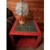 Image 2 : Matching Cherry Wood Coffee Table With Green Tile Center And Lamps 