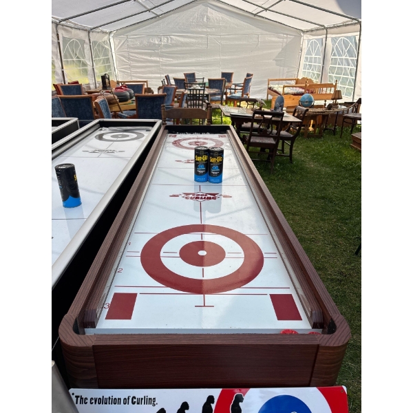 Cool Curling Shuffle Board With All Accessories W25" L 122" H 34" Like New 
