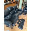 Image 4 : Soft Black Leather Reclining Couch In Great Condition 77"Long Depth 32" H 37" 