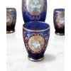 Image 2 : Blue and Gold Floral Enamelled Decanter Set with 8 Glasses