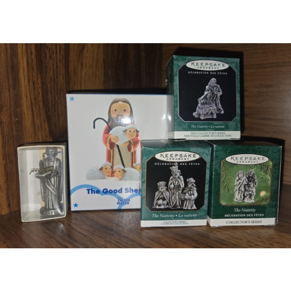Hallmark Pewter 'The Nativity' Collection Plus 'The Good Shepard' Figures & St. Mathew Pewter Figure