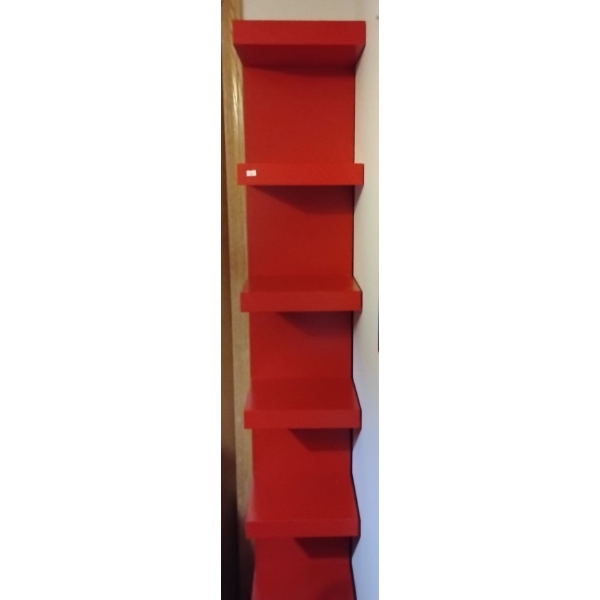 Red Unique Tall Decor Shelf  Floor To Ceiling IKEA 75 T, 12 W, 11 D