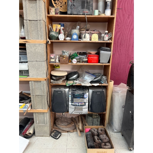 shelf including heater stereo all contents