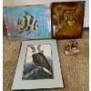 Assorted Home Art Pieces - Nature Prints, Wooden 'King of the Mountains' Piece, and Fairbanks Alaska