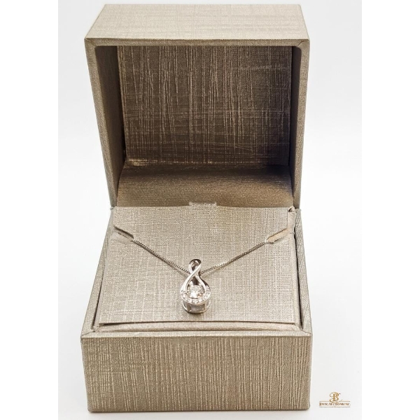 10K White Gold Diamond Pendant, Teardrop & Infinity Symbol With A Central Swaying Diamond 2.13G 