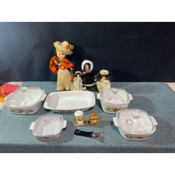 Dolls, Garfeild Salt and Pepper Shakers, and Dishes