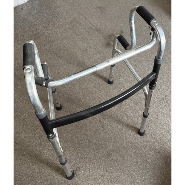 Foldable Basic Walker, Two Wooden Canes & Adjustable Bedtime Rail (Long Legs Fit Under Mattress)