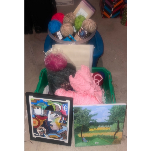 Assortment of Yarn, Wool & Other Needle Crafts ++Bonus Crafting Supplies