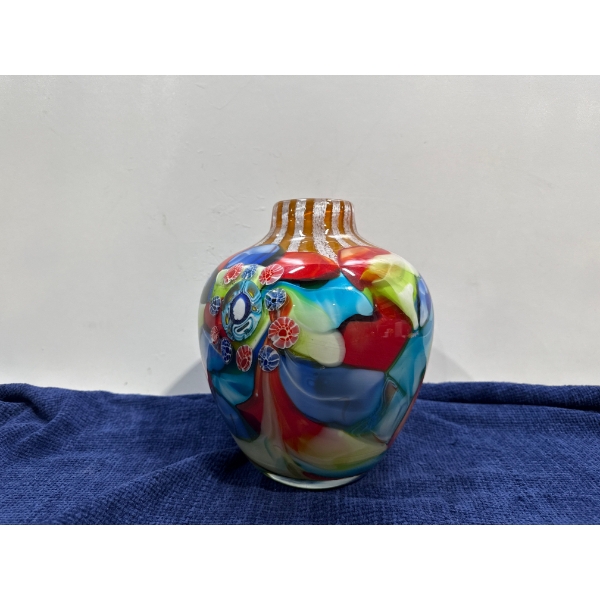 Colourful Glass Vase 9.5H