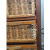 Image 4 : Wood & Metal Coffee Table w/ Storage (26D, 48L, 19T) w/ Wicker Shelf (Contents Incl. Some Damage)