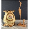 Image 1 : Vintage-Style Ceramic Vase and Wooden Bird Figurine