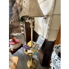 Image 1 : vintage brass floor lamp with an attached round shelf. Assortment of vintage cigarette boxes