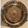 Image 4 : Vintage Mexican Alpaca Mayan Calander Plates w/ Mother of Pearl Border & Small Brass Cupid