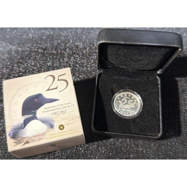 2012 $1 25th Anniversary of the Loonie Fine Silver Coin 7.89 Grams