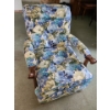 Vintage Floral Chair with Wooden Arms and Feet 35 T, 32 L, 23 W