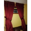 Image 3 : Decorative Maroon Curtain Set 4 Panels w/ Valence & 4 Ties