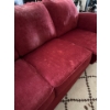 Image 2 : Velvet Red 3 Seater Couch, Well Loved - 86W, 40D, 34T 