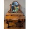 Image 1 : Ornately Carved Wood Vanity With Oval Mirror