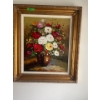 Image 2 : Framed Artwork, Flowers in Vase 32Hx28W, Flowers on Table 17Hx15W