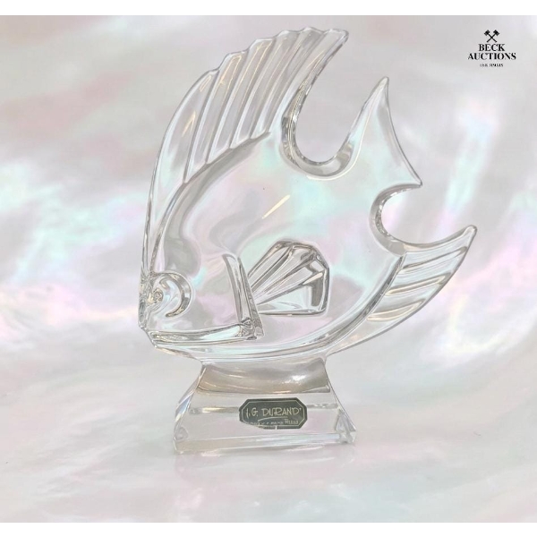 Vintage J. G. Durand Lead Crystal Angel Fish Figurine, Crafted In France. 6''INCHES IN HEIGHT