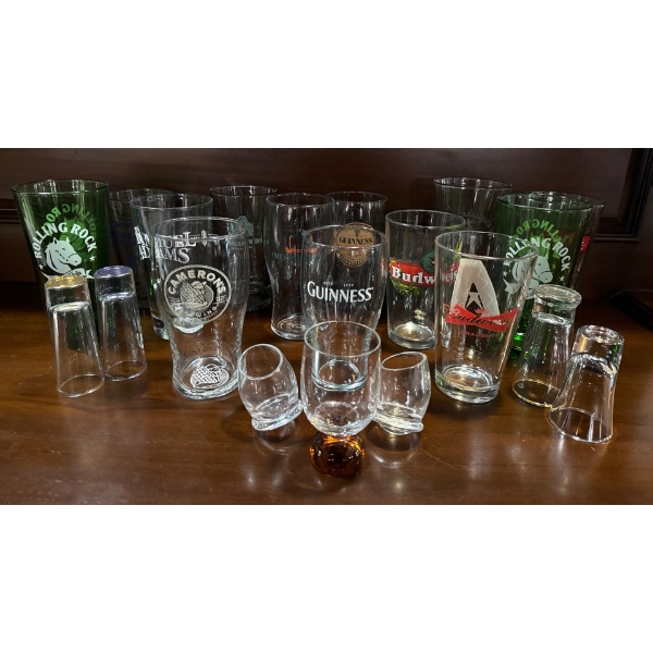Assorted Barware- Guiness, Budweiser, Budlite, Samual Adams Brands & More