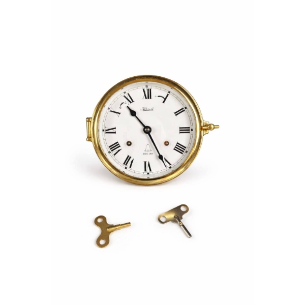 French Brass Ships Clock With Keys