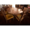 Image 2 : 8 Piece Vintage Dark Oak Dining Set w/ Velvet Upholstery 53x44x30