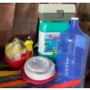 Image 5 : Large Camping Assortment-Colers, Water Jugs, Life Jaket, Gas Cans, Flashlight, Air Floaty, Stool, Pu