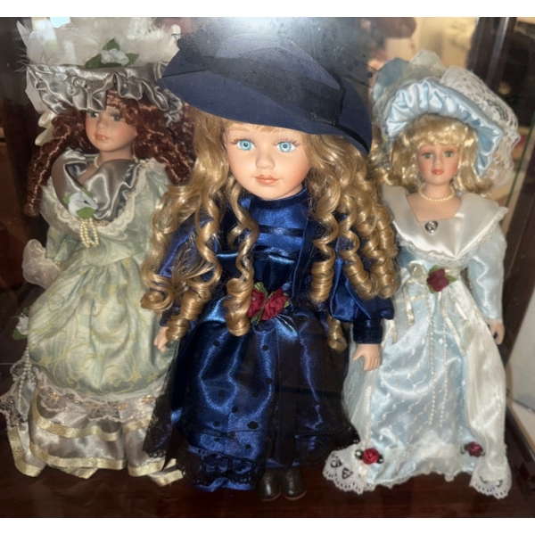 Porcelain Dolls Dressed To The 9s - Victorian Era Aesthetic - Cobalt Blue Green & More 