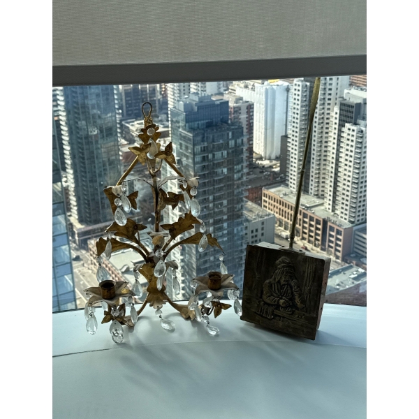 Decorative Wall Candelabra 21T w/ Fire Tending Tool  
