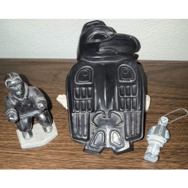 Haida Indian Tribe - Thunderbird Charm w/ Inuit Soapstone Carving 6T & More