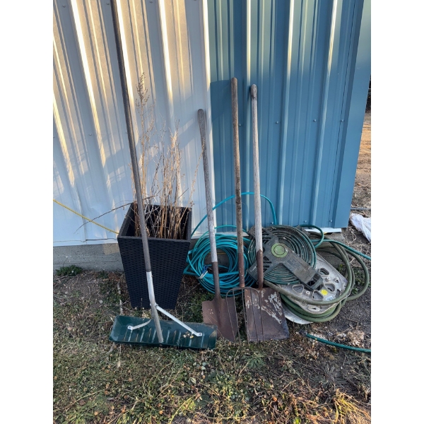Acreage Assortment - Pitch Fork Square Shovels Hoses Planter & more