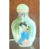 Image 2 : Chinese Hand Painted Snuff Bottle Made Of Porcelain 2.5"Tall - Figures In Trad. Garb