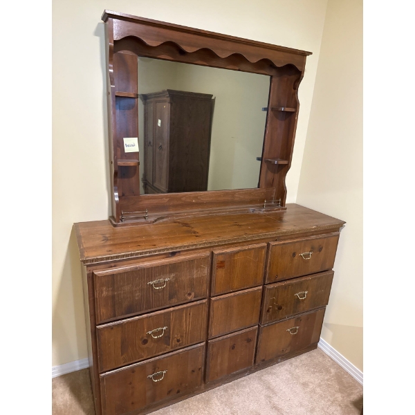 Large Dresser w/ Mirror - 62W, 19D, 79T 