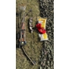 Image 2 : Compound Bow Axe Chair Camo Net And Game Bags  And bag of Broad heads