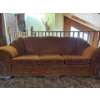 Image 1 : Retro Burnt Orange Super Comfy Couch With Carved Wooden Legs and Side Pieces L84" H32" D22" x2 Match