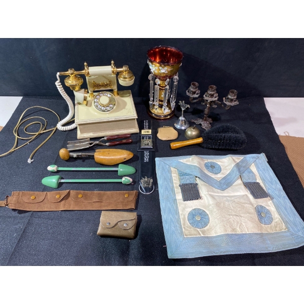 Vintage Rotary Dial Telephone & Various Home Collectibles  