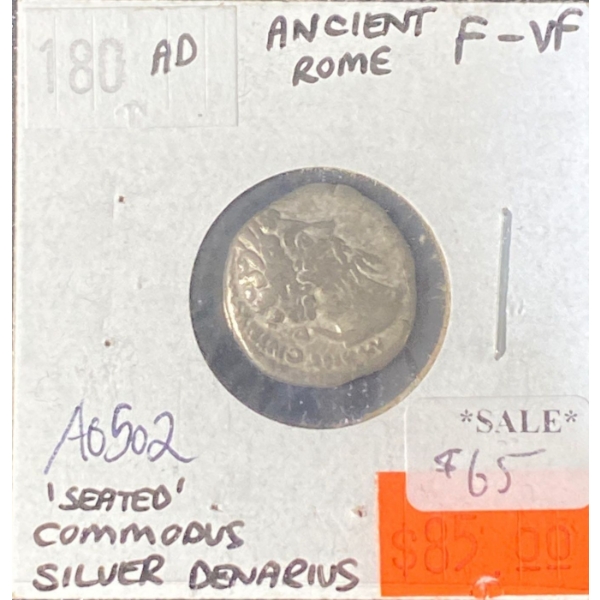 180 AD Emperor Commodus Silver Roman Denarius