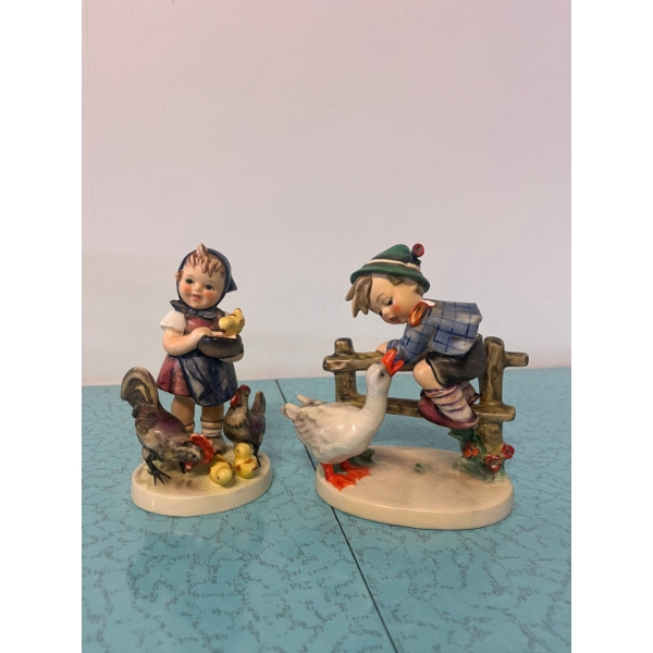 Goebel Hummel "Feeding Time" (#199), Goebel Hummel "Barnyard Hero" (#195)