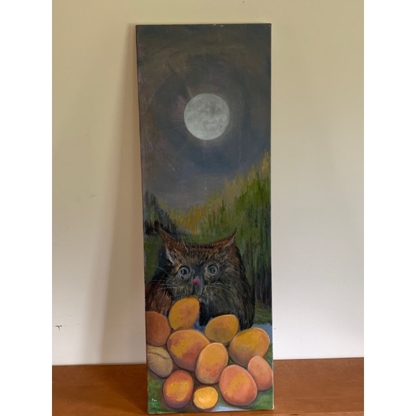 Lauri Ansell Owl Moon Canvas On Board  12 x 36