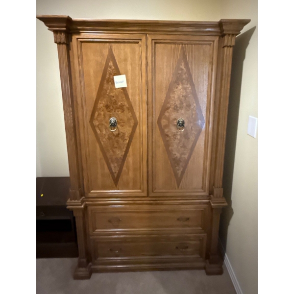 Gorgeous Wooden Closet w/ Brass Lion Accents - 47W, 22D, 73T 