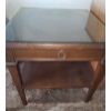 Image 3 : Wooden Coffee Table  47 W, 19 and Matching Side Table, and 3 Drawer Table on Wheels 23 W, 19 D, 30 T