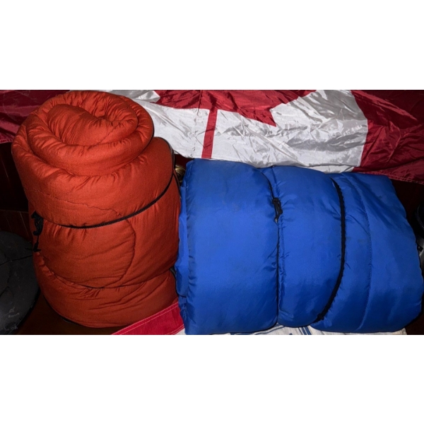 Camping Collection w/ Oscillating Heater/Fan Sleeping Bags, Flags & Insulated Thermus