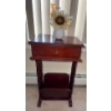 Image 1 : Mahogany End Table / Magazine Keep w/ Vase & Artificial Florals  